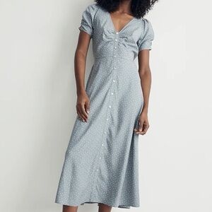 Madewell Light Blue Polka Dot Midi Dress